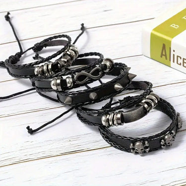 Punk Leather Wristband Set